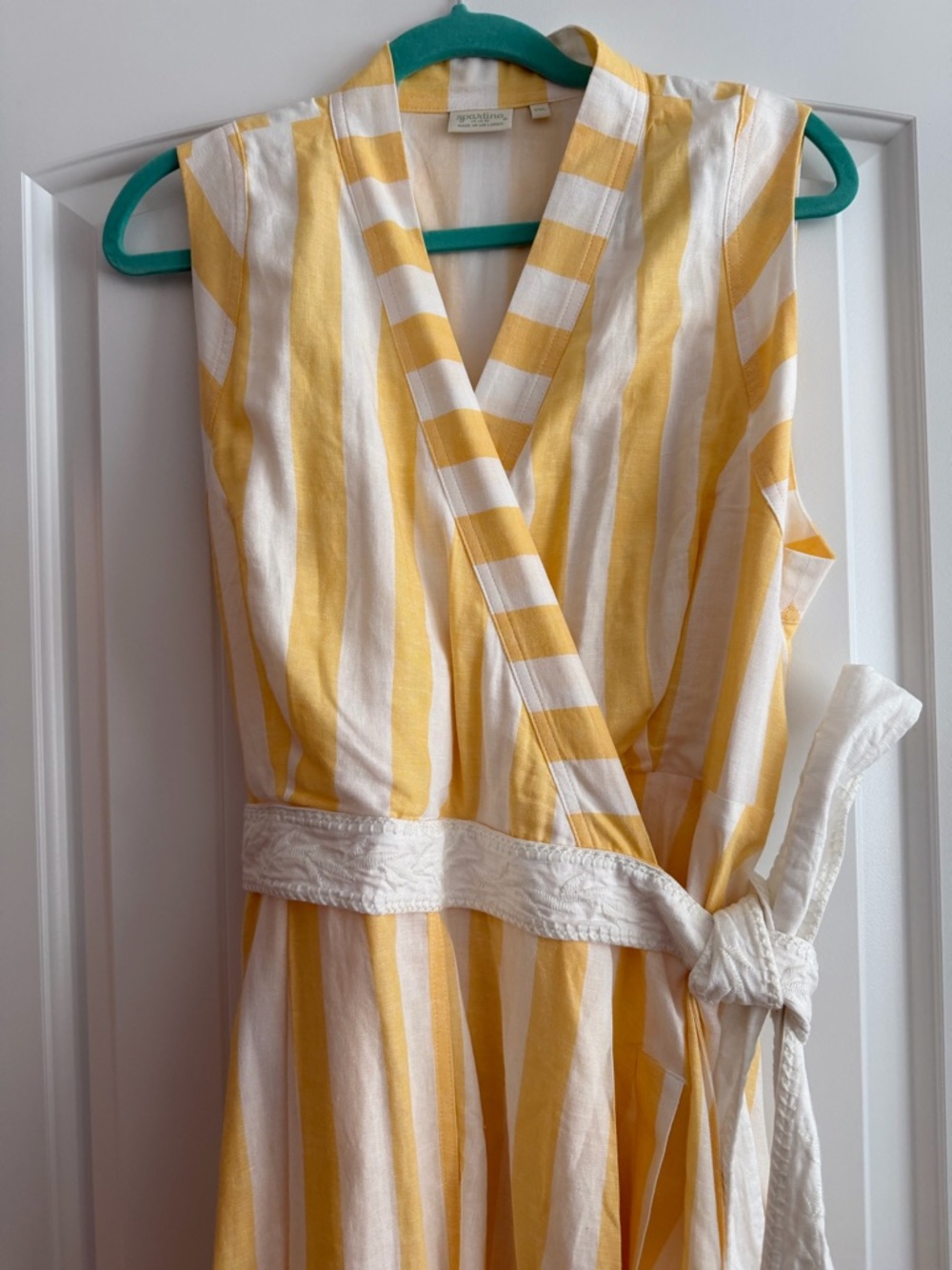 Spartina 449 Yellow & White Linen Striped Sleeveless Dress